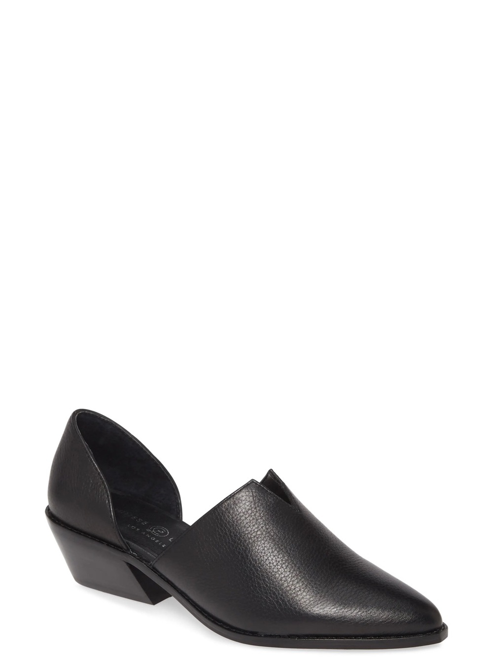 Women's Black Leather matcha Pointed D'Orsay Low Heel Shoes by Chinese laundry
